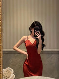 Sheath Spaghetti Straps Red Lace Prom Dresses Birthday Outfits Evening Gown SD904