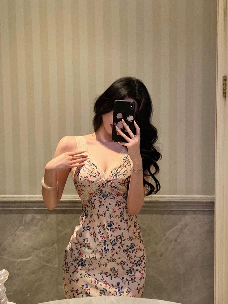 Sheath V Neckline Floral Prom Dresses Birthday Outfits Evening Gown SD976