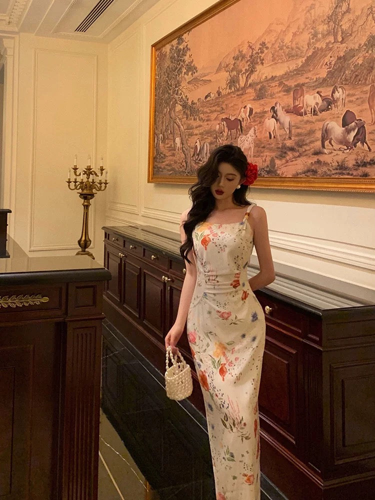 Sheath Straps Floral Prom Dresses Birthday Outfits Evening Gown Party Dress SD991