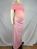Mesh Patchwork Off Shoulder Ruched Cut Out Bodycon Elegant Cocktail Party Maternity Baby Shower Maxi Dress Maternity