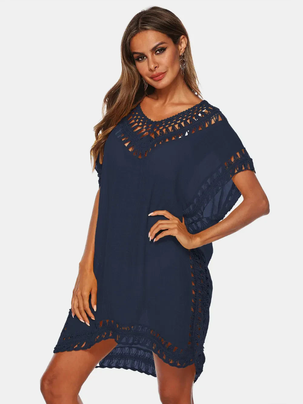 V-Neck Short Sleeve Cover-Up DJPT