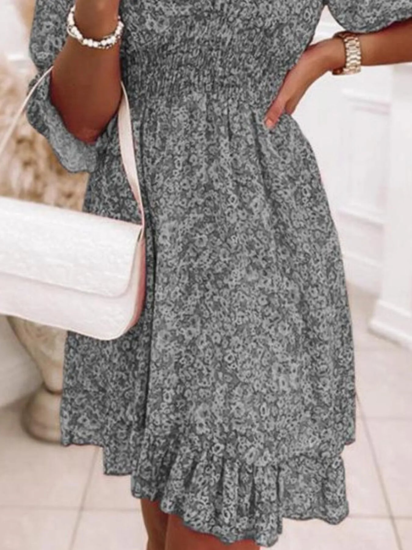 Size Ruffled Hem Floral Dress Plus Size DJPT