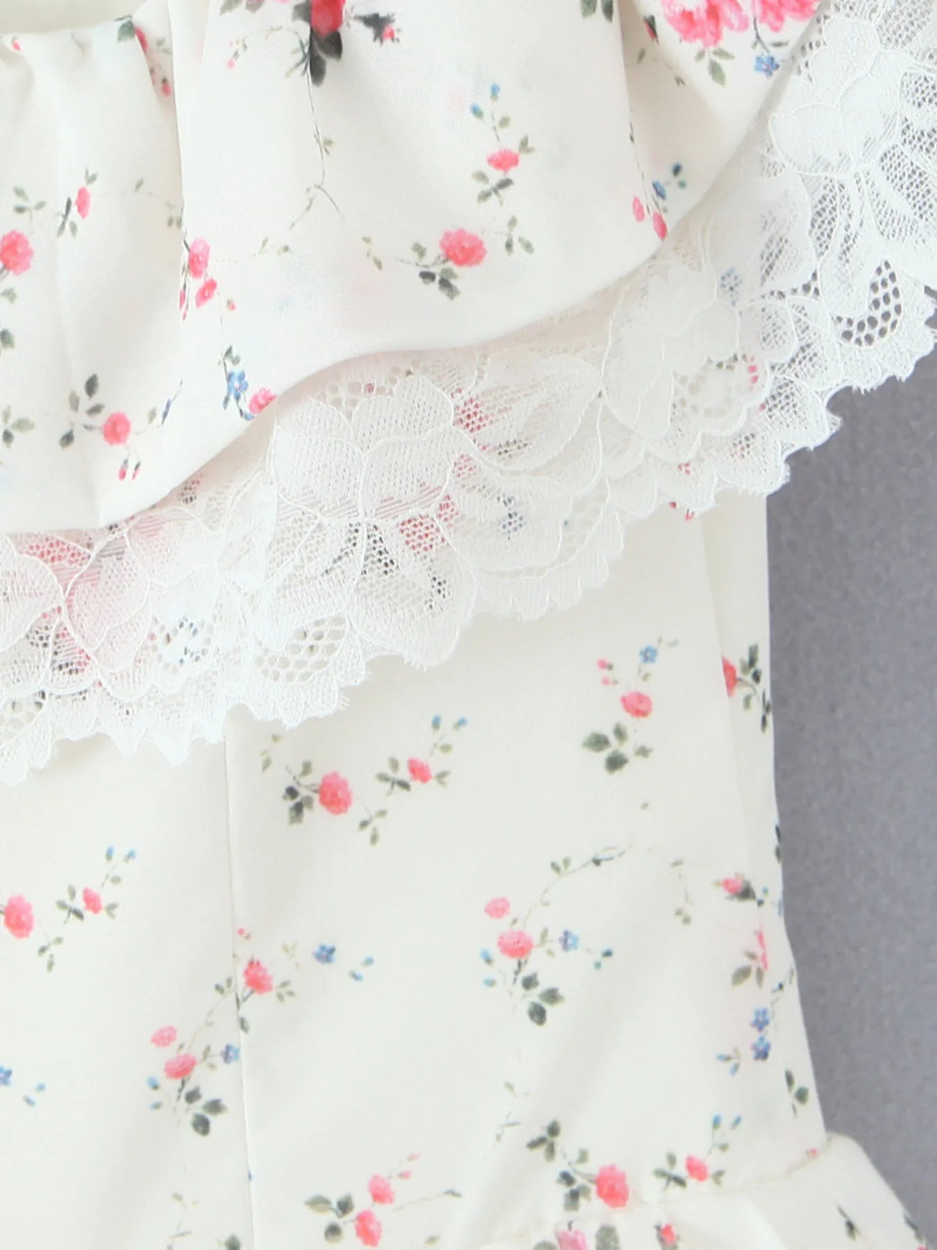 Floral Lace Trim Mini Dress DJPT