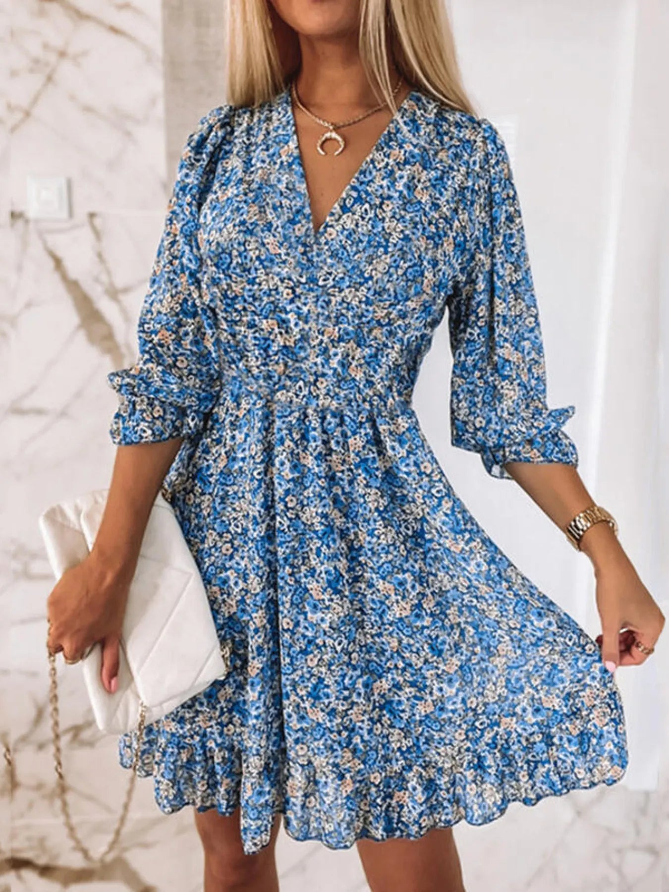 Size Ruffled Hem Floral Dress Plus Size DJPT