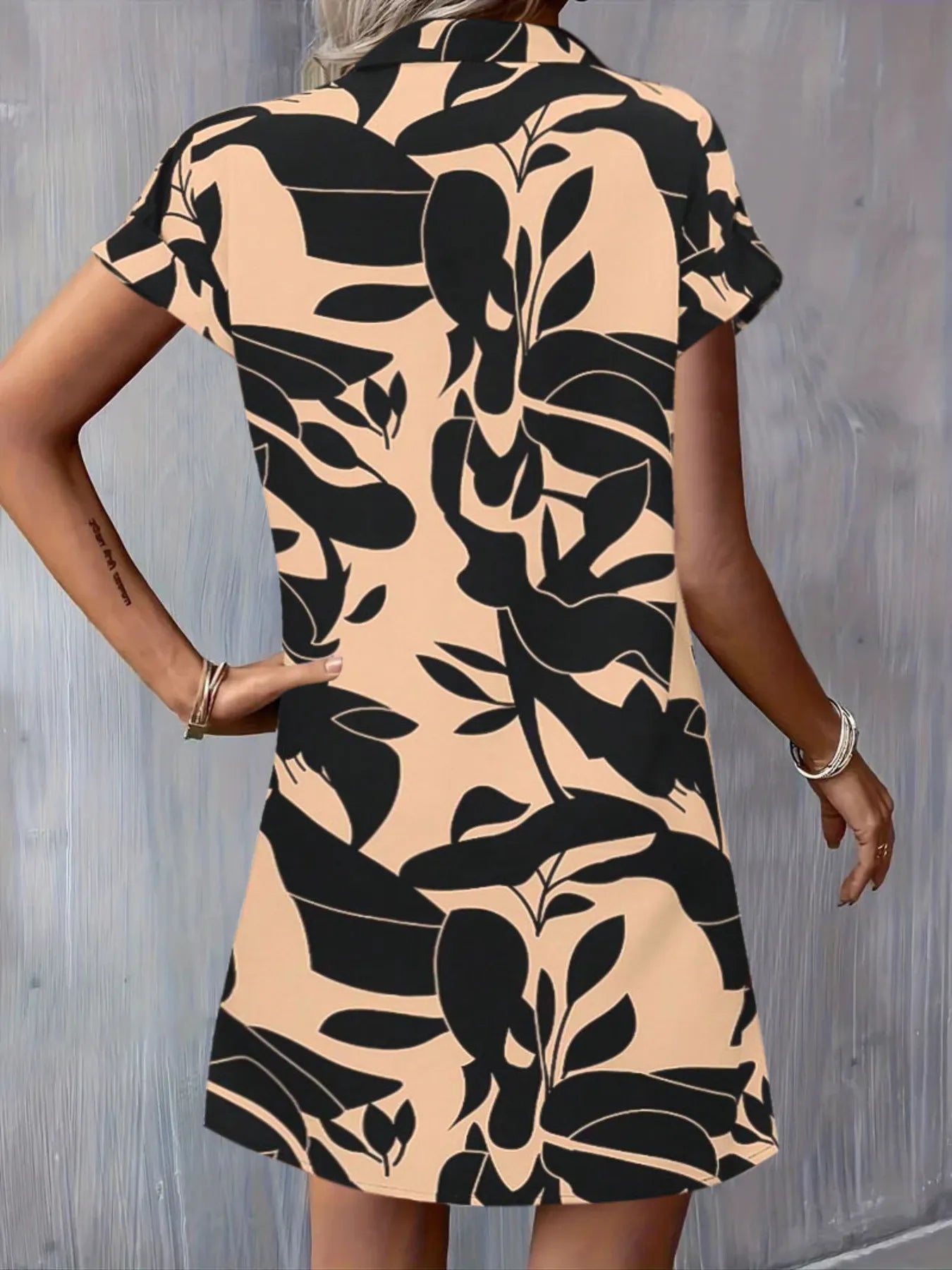 Button Down Short Sleeve Dress DJPT