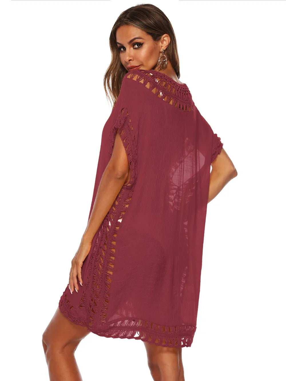 V-Neck Short Sleeve Cover-Up DJPT