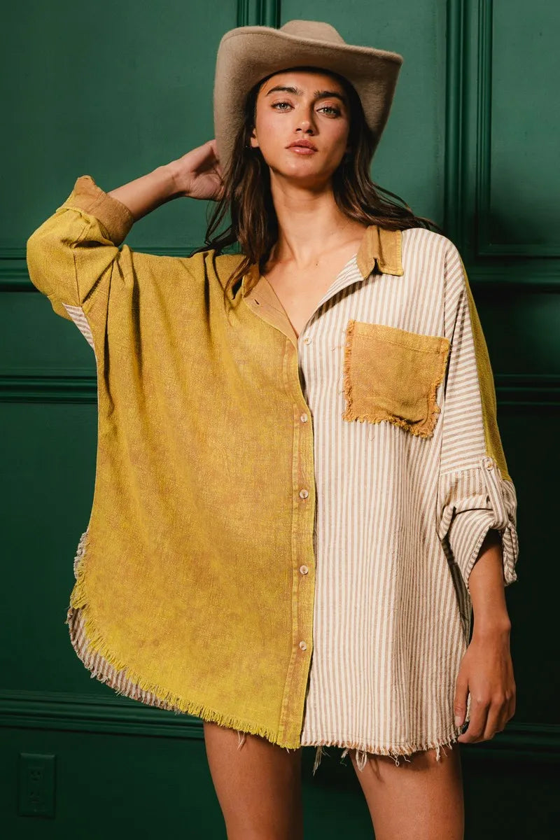 Washed Raw Hem Shirt DJPT