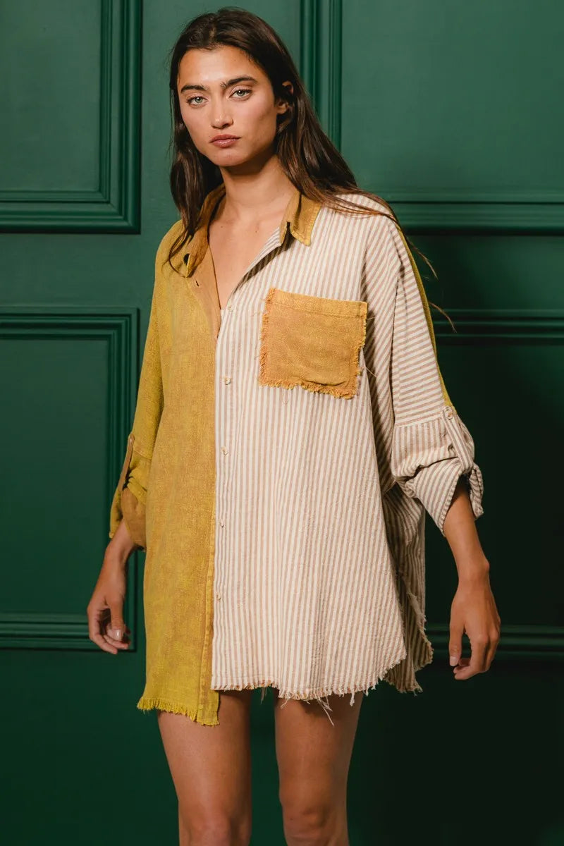 Washed Raw Hem Shirt DJPT