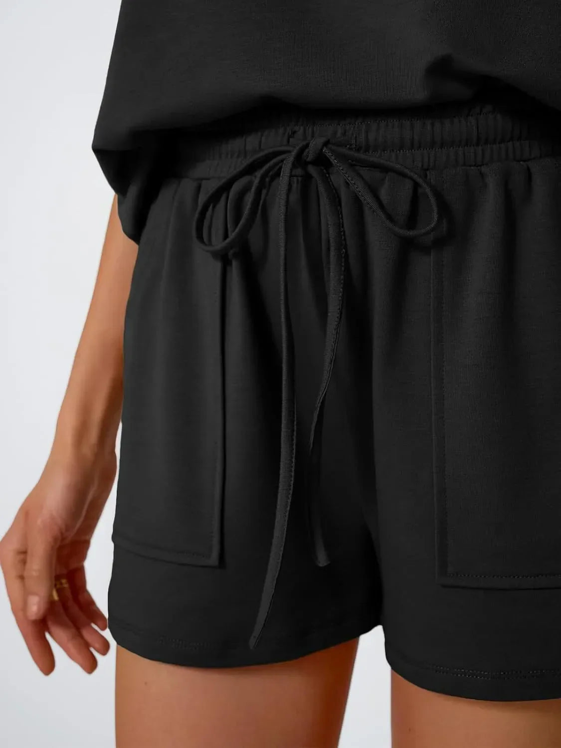 Neck Cap Sleeve Top and Shorts Set DJPT