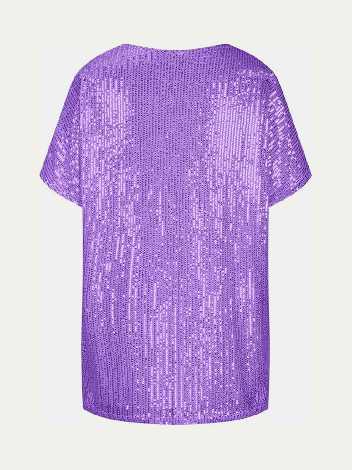 Size Sequin V-Neck Short Sleeve Top DJPT