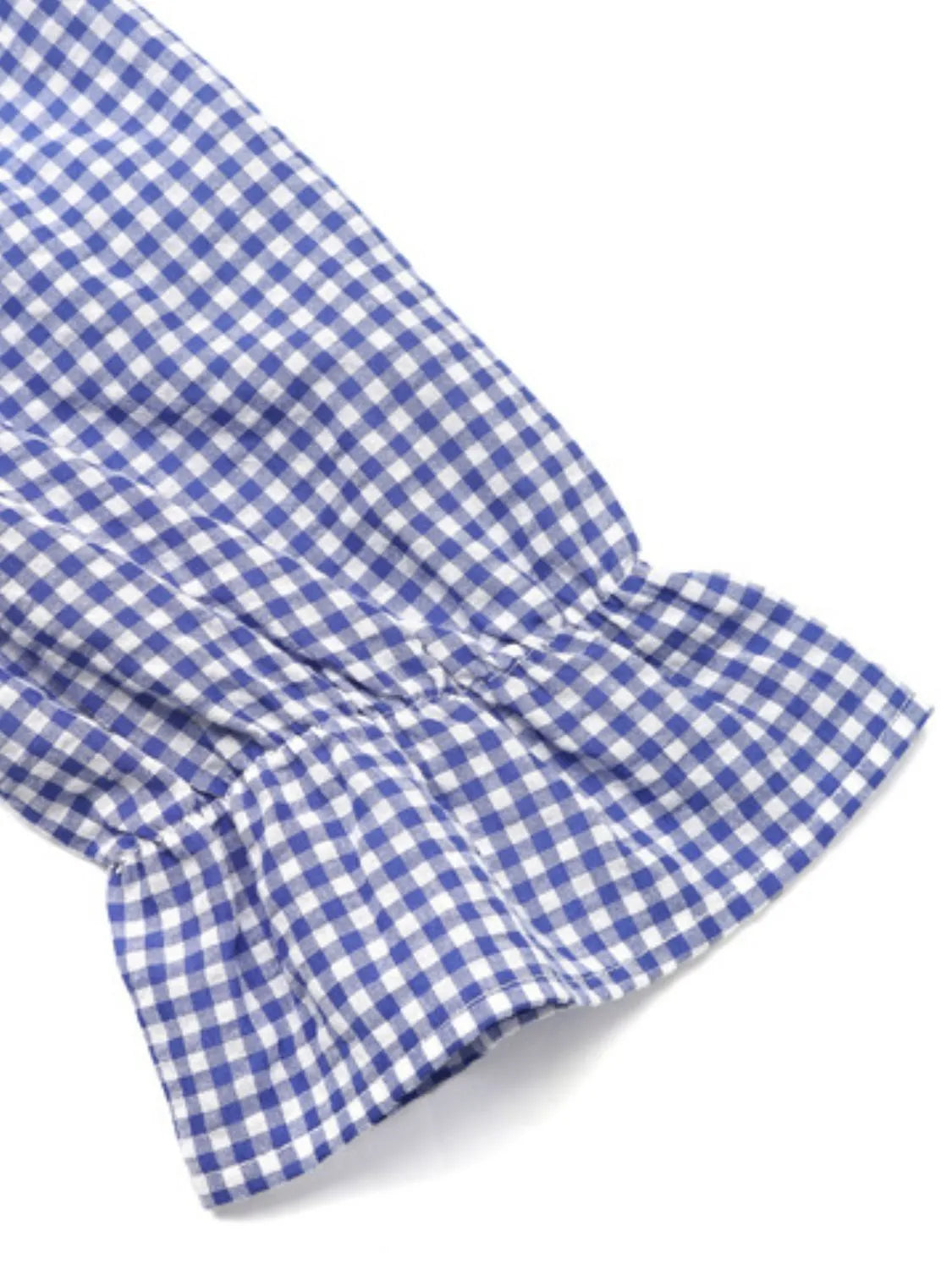 Front Plaid Flounce Sleeve Blouse DJPT