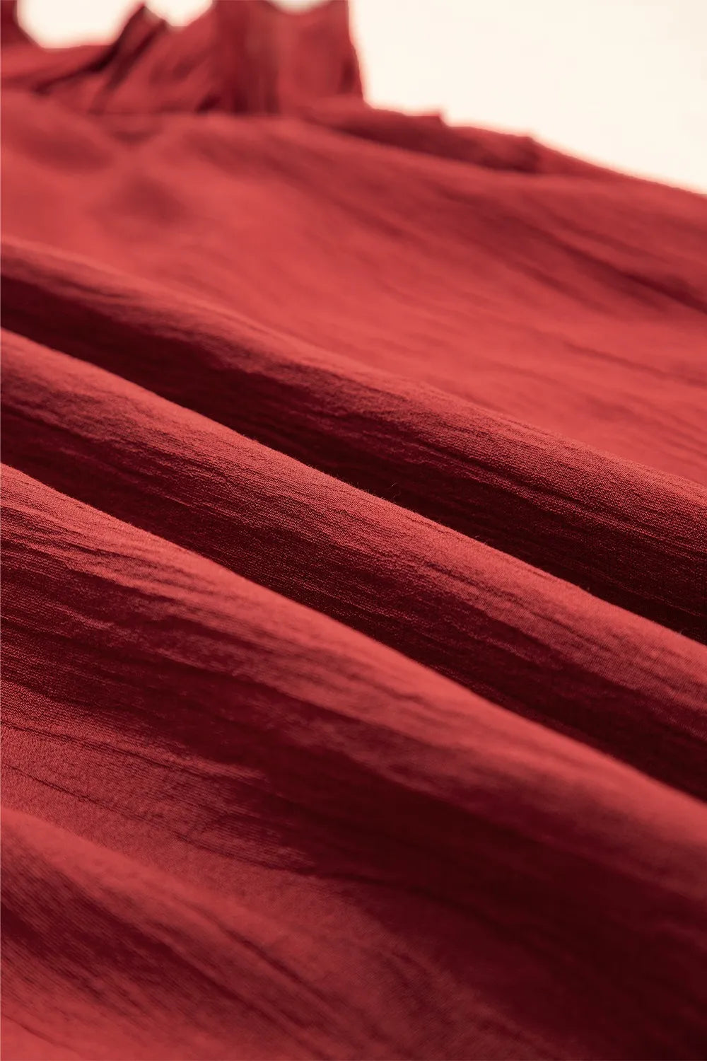 Solid Color Pleated Detail Ruffle Short Sleeve Blouse DJPT