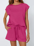 Neck Cap Sleeve Top and Shorts Set DJPT