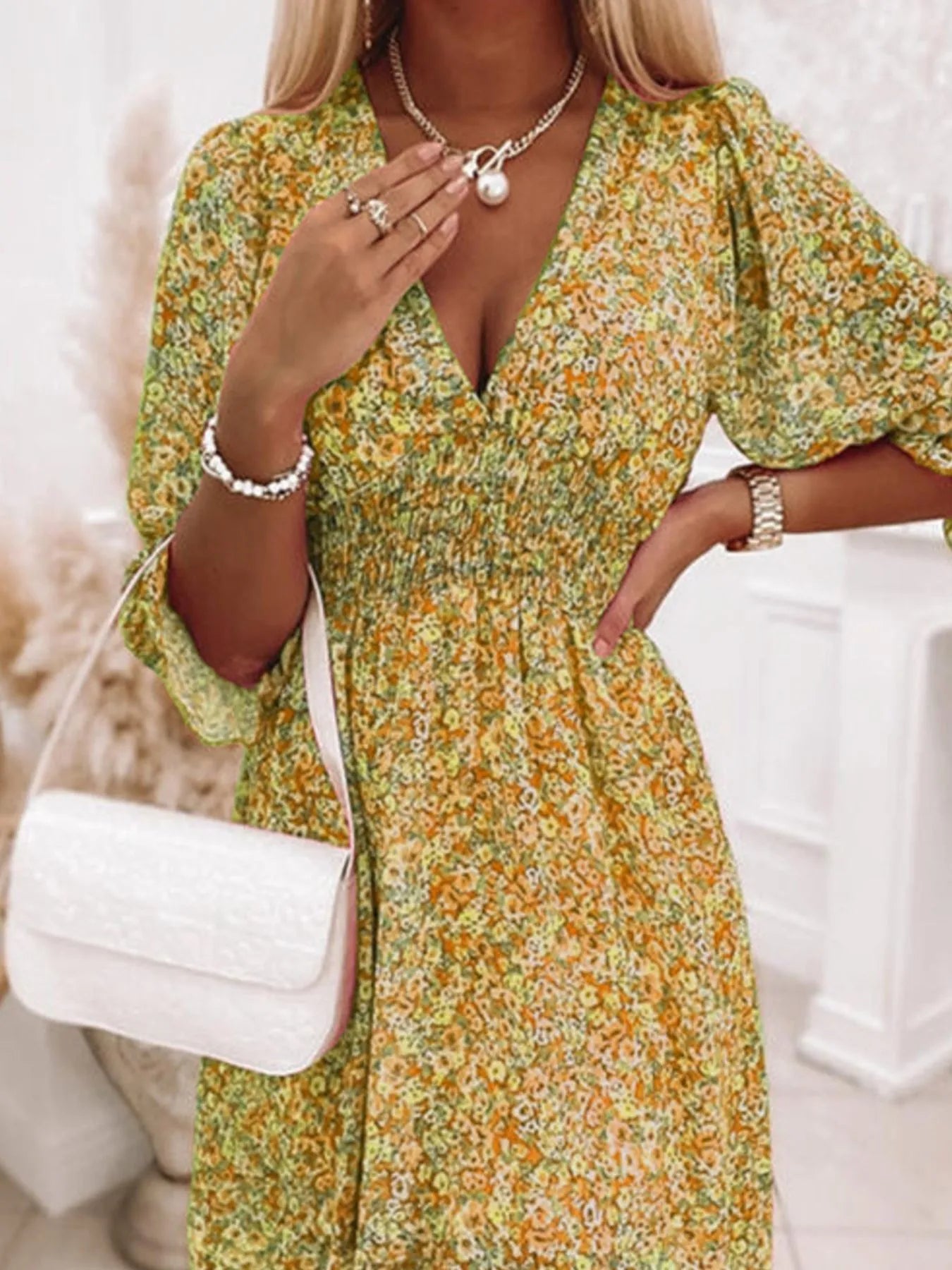 Size Ruffled Hem Floral Dress Plus Size DJPT