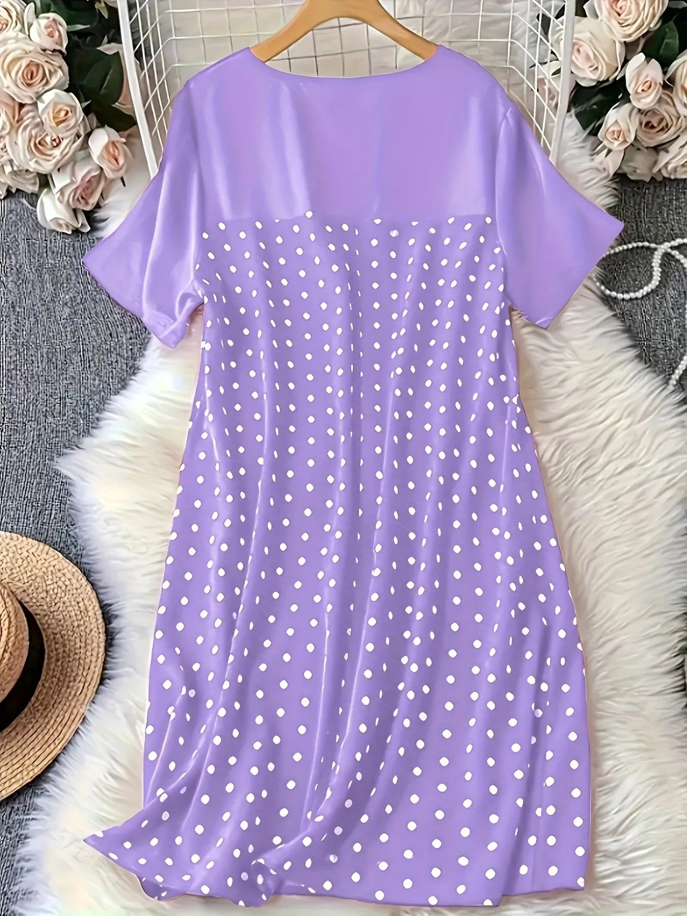 Dot Short Sleeve Lounge Dress DJPT