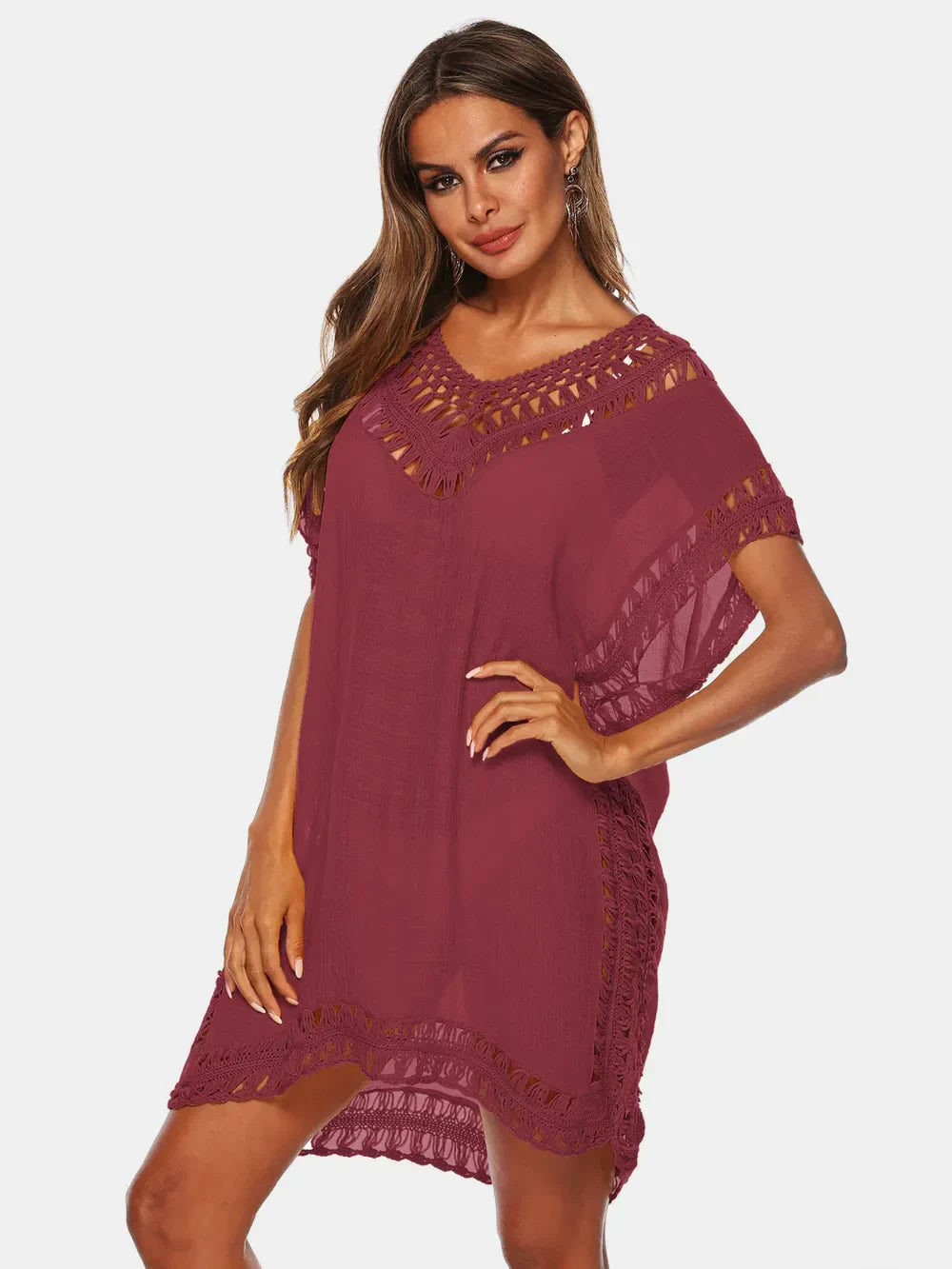 V-Neck Short Sleeve Cover-Up DJPT