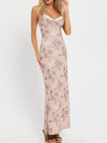 Print Maxi Cami Dress with V-Neck DJPT