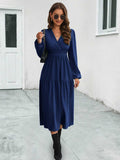 Neck Long Sleeve Midi Dress DJPT