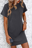 Ribbed Striped Short Sleeve Mini Tee Dress DJPT