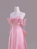 A Line Sweetheart Pink Satin Long Prom Dress Evening Dress Formal Dress SD1820