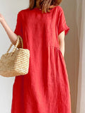 Size Casual Round Neck Midi Dress Plus Size DJPT