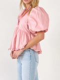 Sleeve Peplum Blouse DJPT