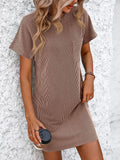Ribbed Striped Short Sleeve Mini Tee Dress DJPT