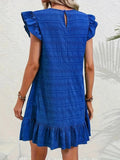 Size Ruffled Flutter Sleeve Textured Mini Dress Plus Size DJPT