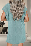 Ruffled Round Neck Cap Sleeve Dress DJPT