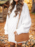 White Oversized Cable Knitting Streetwear Mini Maternity Pullover Sweater Maternity