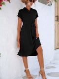 Tie Waist Short Sleeve Dress DJPT