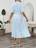 Button-Down Midi Shirt Dress with Ruffle Sleeves DJPT
