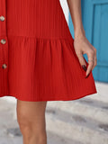 Size Sleeveless Button-Front V-Neck Casual Mini Dress DJPT