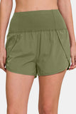 High-Waisted Zippered Back Pocket Active Shorts DJPT
