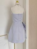 A line Spaghetti Straps Sleeveless Lilac Cocktail Dress Short Birthday Outfits SD396
