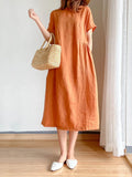 Size Casual Round Neck Midi Dress Plus Size DJPT