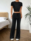 Top and Wide Leg Pants Matching Set DJPT