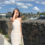 Beach Dress Seaside Resort Dress Skinny Fishtail Dress Sexy Bare Back Sling Lace Dress
