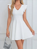 Lace Up Ruffled Cap Sleeve Dress DJPT