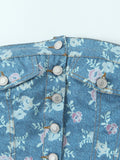 Print Strapless Top and Skort Denim Set DJPT