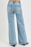 Full Size Mid Rise Wide Jeans with Front Patch Pocket Plus Size DJPT