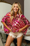 Zebra Dolman Silky Satin Shirt Top DJPT