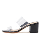 PVC Cork Snake Velvet Velvet Patent PU Coarse Heel Heel Cool Drag Large-Size Dew And Follow-Up High Quality Shoes