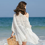 Outside With A Bikini Shirt Beach Coat Hollow With Sunscreen Woman Seaside Vacation