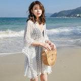 Outside With A Bikini Shirt Beach Coat Hollow With Sunscreen Woman Seaside Vacation
