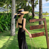 New Slings Women's Spring And Summer High-Waisted Black Broad-Legged Trousers With Jumpsuits