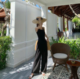 New Slings Women's Spring And Summer High-Waisted Black Broad-Legged Trousers With Jumpsuits