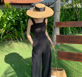 New Slings Women's Spring And Summer High-Waisted Black Broad-Legged Trousers With Jumpsuits