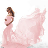 Women's Silk Cotton With Chiffon Pregnant Women Floating Tail Fluttering Sleeves Photography Dress 1869 Maternity