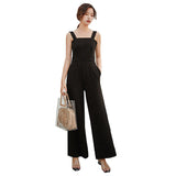 Resort Jumpsuit Women 2024 Summer High-Waisted Broad-Legged Temperament Jumpsuit Loose Straight Back Trousers